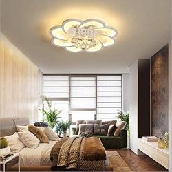 LAKIQ Modern LED Chandelier Fixture Acrylic Crystal Flush Mount Ceiling Lighting Flower Shape Close to Ceiling Lights for Living Room Dining Room Bedroom(Warm Light, 20.5)