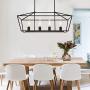 BONLICHT Kitchen Island Lighting 4 Lights in Matte Black Finish Farmhouse Chandelier Industrial Pendant Hanging Light Fixture for Dining Room Living Room Foyer