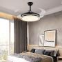 42 Inch Modern Black Ceiling Fan Chandelier LED Dimmable 3 Colors 3 Speed with Remote Control Retractable Ceiling Fan with Light Suitable for Living Room, Bedroom, Dining Room, Kitchen