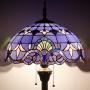 Tiffany Floor Lamp Standing Style W16H64 Inch Tall Blue Lavender Stained Glass Baroque Shade Reading Lighting 2E26 Antique Resin Base S003C WERFACTORY Lamps Bedroom Living Room Bookcase Lover Gifts