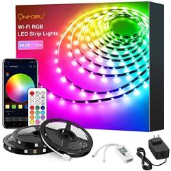 Onforu 49.2ft Smart WiFi LED Strip Lights,15m RGB Light Strip Compatible with Alexa, Google Assistant, Dimmable Colored LED Light Strip by App Control, Music Synchronize Color Changing Tape Lights