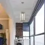 MELUCEE Outdoor Mini Pendant Lights for Porch 1-Light Brushed Nickel, Dining Room Light with Glass Modern Light Fixture Ceiling Hanging for Hallway Stairway Kitchen Island