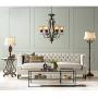 Iron Leaf Roman Bronze Chandelier 29'' Wide Crystal Cream Glass Shade 6-Light Fixture for Dining Room House Foyer Kitchen Island Entryway Bedroom Living Room - Regency Hill