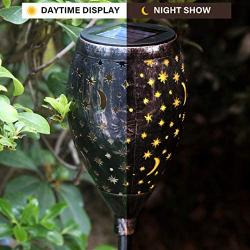 newvivid Star Moon Solar Lights Decorative Solar Lamps Garden Stake Light, Solar Lights Outdoor Garden Stake Light for Pathway Yard Lawn Patio Bronze 2 Pcs