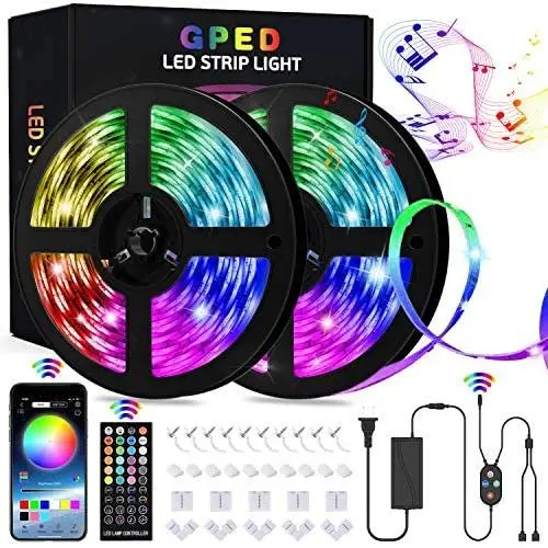 Led Strip Lights, 65.6ft Smart RGB 5050 SMD Led Light Strips Music Sync 600LEDs Color Changing Strip Light Bluetooth APP Control with 40-Key Remote for Bedroom Room Kictchen Home TV