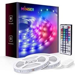 MINGER Led Strip Lights 65.6ft, Color Changing Light Strips with Remote, 20 Preset Colors and 6 DIY Colors, 600 Bright Led Lights, Back Adhesive, Flexible for Room, Bedroom, Living Room, Ceiling