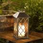 Homeimpro Solar Lantern Hanging Garden Outdoor Lights Flickering Flameless Candle Waterproof LED Lamp for Table Patio Lawn (Silver)