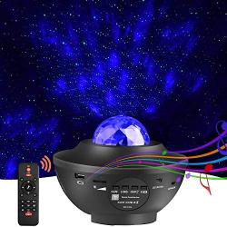 Star Projector Light, LED Night Light Sky Star Ocean Wave Projection with Bluetooth Speaker Voice Control for Baby Kids Bedroom Holidays Party Home