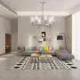 VINLUZ 6 Light Contemporary Chandelier Brushed Nickel Modern Pendant Lighting Cylinder Clear Glass Shaded Classic Ceiling Light Fixtures for Living Room Dining Room Kitchen