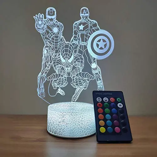 Spiderman Night Light for Kids Table Spiderman Lamp Christmas Present, 3D LED Illusion Lamp for Boys Bedroom Room Decoration, Remote Control Nightlight and Touch Light up (Spiderman Light)