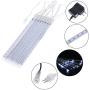 Adecorty Falling Rain Lights Meteor Shower Lights Christmas Lights 30cm 8 Tube 144 LEDs, Falling Rain Drop Icicle String Lights for Christmas Trees Halloween Decoration Holiday Wedding (White)