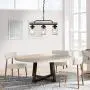 Mason Jar Lighting, Farmhouse Chandelier in Rustic Faux Wood Metal Finish with Glass Shades, Linear Pendant Lighting for Kitchen Island, L22 x H19.5''