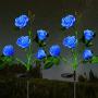 HeyMate Solar Garden Lights Outdoor 2 Pack Solar Blue Rose Flower Lights with 10 Rose Flowers Solar Christmas Decorative Lights Waterproof for Garden,Patio,Backyard,Pathway,Xmas Decorations