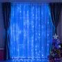 Fiee Curtain Lights,304L 9.8ftX9.8ft 30V 8Modes Safety Window Lights with Memory for Home Wedding Christmas Party Patio Lawn Garden Bedroom Outdoor Indoor Wall Decorations (304LED, Blue)