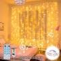 Curtain String Lights,300 Brilliant LED Lights USB Powered Window String Light,8 Lighting Modes,IP64 Waterproof Decorative Lights for Wedding, Home, Party, Bedroom (Warm Light) (9.8ftx9.8ft)