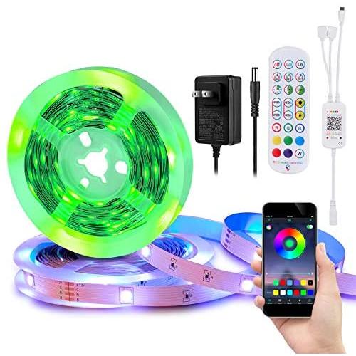 Spightdex LED Strip Lights 32.8ft, Smart App Control Led Lights with Bluetooth Music Sync Color Changing RGB Led Light Strips for Bedroom, TV, Bar, Party and Room Decor