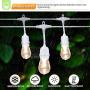 WENFENG 3 Color Selectable Waterproof Outdoor String Lights, 48 Feet Connectable Remote Control Patio Hanging Lights with 15 Edison Shatterproof S14 Bulbs,Warm White/Nature White/Daylight White