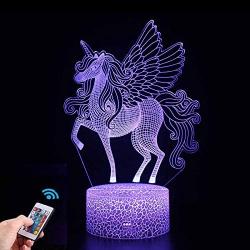 Unicorn Night Light for Kids, 3D Illusion Lamp 16 Colors Changing with Remote, Birthday and Holiday Gift for Children Girls (Unicorn1)