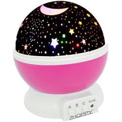 Night Lights for Girls, ZHOPPY Star and Moon Starlight Projector Bedside Lamp for Baby Room Kids Bedroom Decorations - Birthday Gifts for Girls, Pink