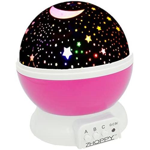 Night Lights for Girls, ZHOPPY Star and Moon Starlight Projector Bedside Lamp for Baby Room Kids Bedroom Decorations - Birthday Gifts for Girls, Pink