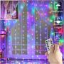 Led Curtain Light 300 Led 10 Strings Bedroom String Lights 9.8 X 9.8ft USB Window Fairy Light Curtains for Halloween Christmas Xmas (Multicolor)