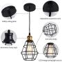 UOFUS Pendant Light Fixture Chandelier Lighting Indoor Black Basket Cage Hanging Ceiling Lamp for Kitchen Island Dining Room Bar