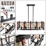 PUZHI HOME Farmhouse Linear Chandelier, 5 Lights Wooden Kitchen Island Lighting Linear Pendant Light Fixture Antique Industrial Metal Dining Room Light