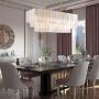APBEAM Modern Crystal Rectangle Chandelier with 3 Layers Water Ripple Glass Pendant Light for Dining Room Living Room Bedroom