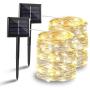 BHCLIGHT Solar String Lights, 2-Pack Each 200LED Upgraded Durable Solar Lights Outdoor, Waterproof 8 Modes Solar Fairy Lights for Wedding Patio Garden Tree Yard Party -Warm White, Silver Wire