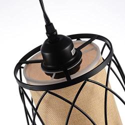 HMVPL Vintage Pendant Lighting Fixtures with Plug in Hanging Cord and Dimmer Switch, Farmhouse Cage Hanging Chandelier Industrial Swag Ceiling Lamp for Kitchen Island Dining Table Bed-Room Entryway