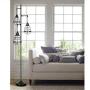 3-Light Black Farmhouse Floor Lamp Industrial Rustic Standing Lamp for Living Room Bedroom Study Office Modern Tree Tall lamp with Metal Shade (Farmhouse)