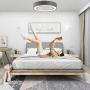 Invisible Ceiling Fan with Light Remote Control Dimmable 3 Speed LED Low Profile Semi Ceiling Lamp Timing Bedroom Dining Living Room