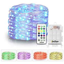 Homestarry Fairy Lights Battery Operated Outdoor String Lights with Remote Color Changing Lights for Bedroom Indoor Wedding Stroller Christmas Costume, 16,4 ft 50 LEDs, Multicolor 13 Colors