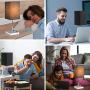 Bedside Lamp with Charging Outlet, Dicoool Table Lamps for Bedroom, Living Room, Small Lamps for Nightstand with Pull Chain Control, Bedroom Lamp w/ Black Shade & Silver Base, Bulb not Included
