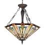 Artzone 3-Light Stained Glass Dinning Room Lighting Fixtures Hanging, 22 Inch Wide Large Tiffany Hanging Light, Pendant Light Fixture, Mission Style Ceiling Light