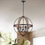 Riomasee Orb Chandeliers 6-Light Rustic Farmhouse Chandelier Lighting Stardust Finish Dining Room Lighting Fixtures Hanging for Foyer,Dining,Living Room