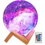 BRIGHTWORLD Moon Lamp Kids Night Light Galaxy Lamp 5.9 inch 16 Colors LED 3D Star Moon Light with Wood Stand, Remote & Touch Control USB Rechargeable Gift for Baby Girls Boys Birthday