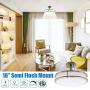 MingBright 16’’ Modern LED Semi Flush Mount Ceiling Light Fixture ,Brushed Nickel Ceiling Light, 4000K Cool White, Dimmable, CETL Listed, Modern Lamps for Living Room