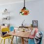LITFAD Elegant Tiffany Style Pendant Light with Oversize Sunflower Pattern One-Light LED Ceiling Hanging Pendant Lamp Chandelier for Kitchen Island Dining Room Restaurant - B
