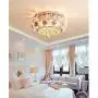 Healer 19.7 inch Crystal Chandelier Ceiling Light Semi Flush Mount Fixtures with 5 E12 Base, Modern Romantic Ceramics Rose Decoration Hanging Lighting Fix for Dining/Living Room Bedroom