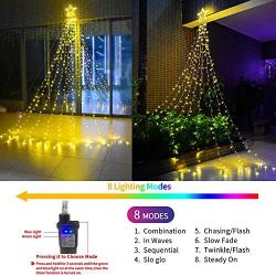 KNONEW Outdoor Christmas Decorations Star Lights 344 LED 8 Lighting Modes Fairy String Light Outside Tree Wall Decorations for Yard, Garden, New Year, Holiday, Birthday, Wedding, Party