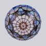 LITFAD Tiffany Traditional Ceiling Mount Light Bowl Shade Stained Glass Mission Inverted Ceiling Lamp Flush Ceiling Light Pendant Lighting for Living Room Bedroom Hotel Cafe - Blue, 16''(40cm)