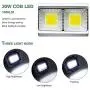 Portable LED Work Light, 30W 1500LM Rechargeable Waterproof COB Floodlight, Super Bright Camping Lights with Stand Built-in Power Bank for Indoor Outdoor Lighting, Gray, 2Pack