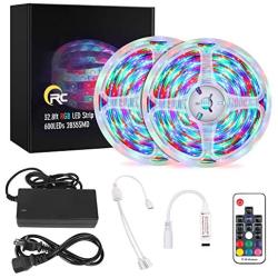 RGB LED Strip Lights, RC LED Lights 32.8ft Waterproof Led Light Strips, Color Changing LED Strip Lights with Remote for Bedroom Home Party