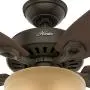 HUNTER 53091 Builder Deluxe Indoor Ceiling Fan with LED Light and Pull Chain Control, 52'', New Bronze