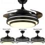 Southerns Lighting 42 Inch Invisible Ceiling Fan with Light and Remote 4 Reversible Brown Acrylic Blades Retractable Ceiling Fan with 3 Changing Light and 6 Speed Black Fan Lamp for Indoor Dining Room Living Room Bedroom Ceiling Fans with Chandelier Light