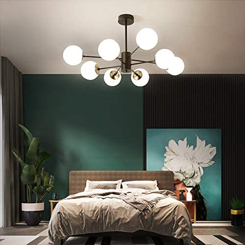 NEWSEE Sputnik Chandelier Modern 8-Light Glass Gold Globes Classic Mid Century Pendant Lighting Fixture Living Dining Room NEWSEE Sputnik Chandelier Modern 8-Light Glass Gold Globes Classic Mid Century Pendant Lighting Fixture Living Dining Room