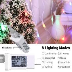 Joomer 12ft x 5ft 360 LED Connectable Christmas Net Lights, 8 Modes Bush Lights Mesh Netting Lights for Christmas Trees, Bushes, Wedding, Garden, Outdoor Decorations (Clear Wire, Multicolor)