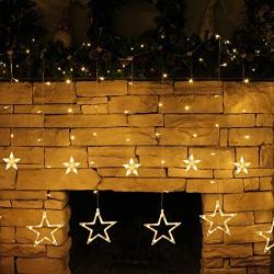 2Packs 12Stars 138LED Window Curtain String Lights Fairy Lights 8 Flashing Modes Decoration Remote Control for Christmas Home Holiday Festival Party Wedding Bedroom Indoor Outdoor Decor (Warm White)