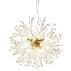 LLHZSY Modern Firework Chandelier 8-Lights Dandelion Sputnik Chandelier Gold Crystal Pendant Lighting Ceiling Light Fixture for Bedroom Living Room Dining Room